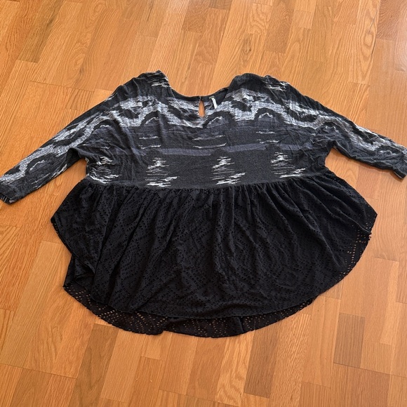 Free People Tops - Free People Black and Gray Blouse
